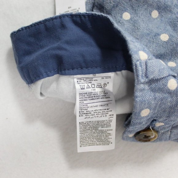 Old Navy Womens Blue Polka Dots Everyday Mid-Rise Shorts Size 10 Linen Blend - Picture 5 of 7